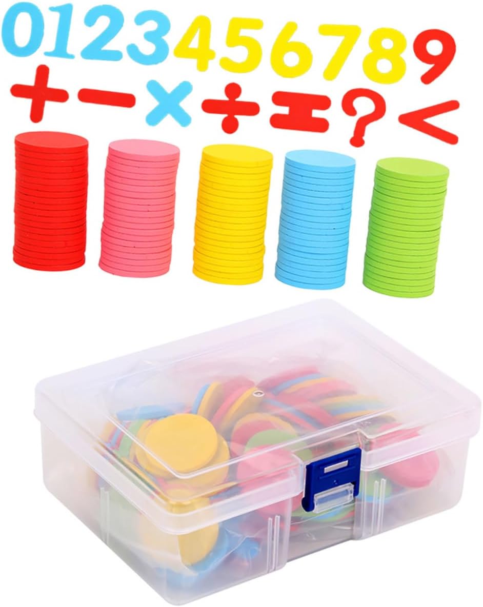 Cabilock math counting chips with numbers and symbols