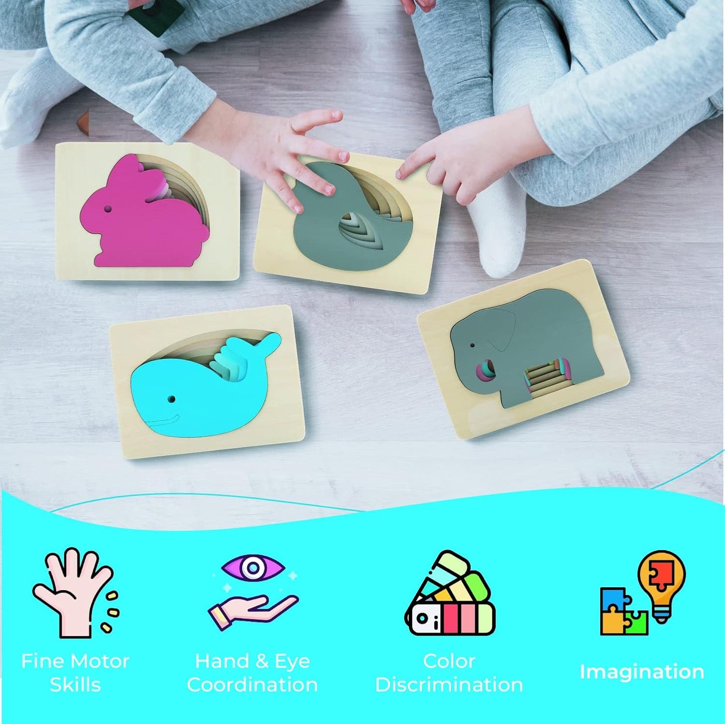 Multilayered Wooden Animal Puzzles