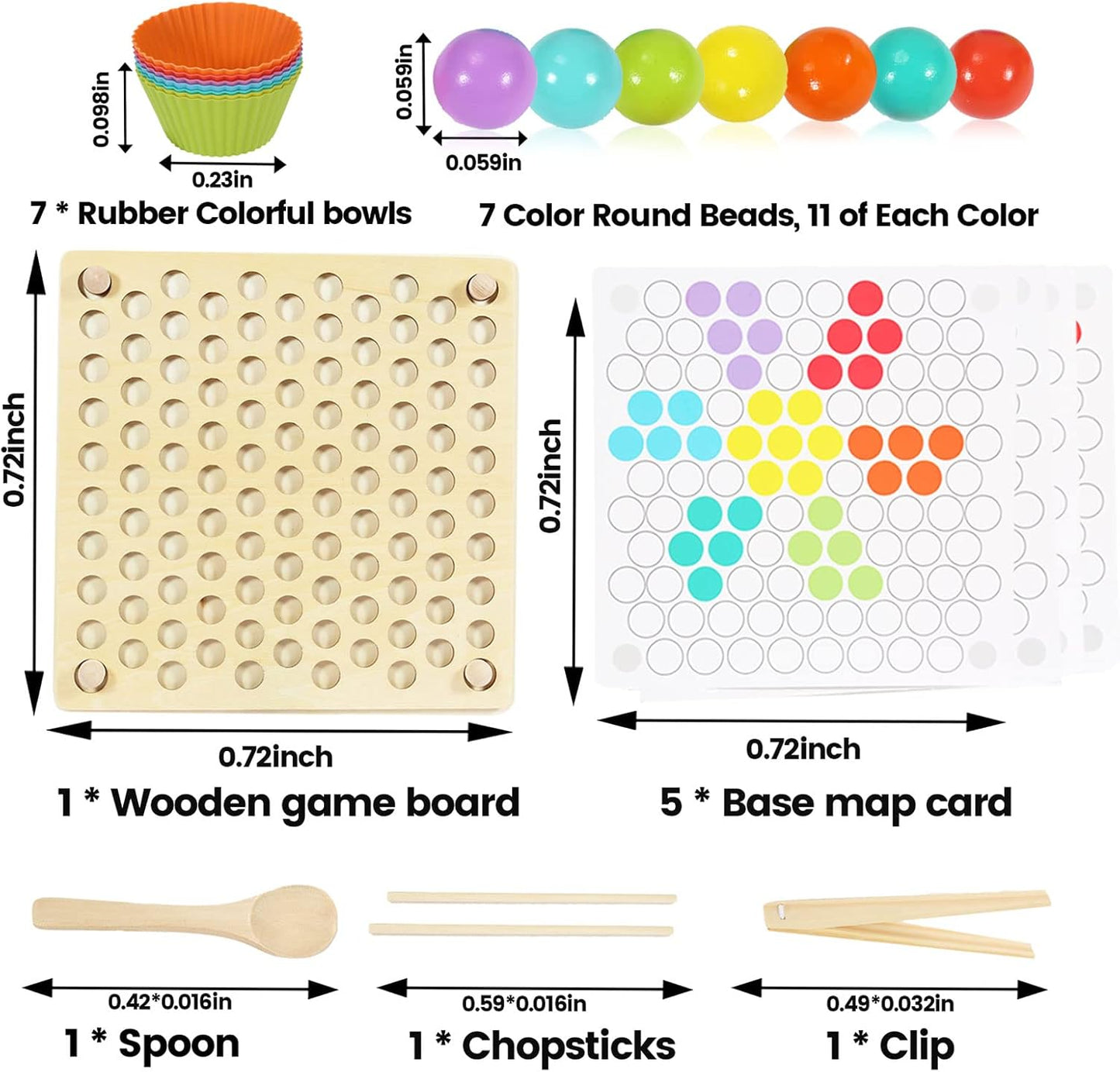 Wooden Clip Beads Game Puzzle Board
