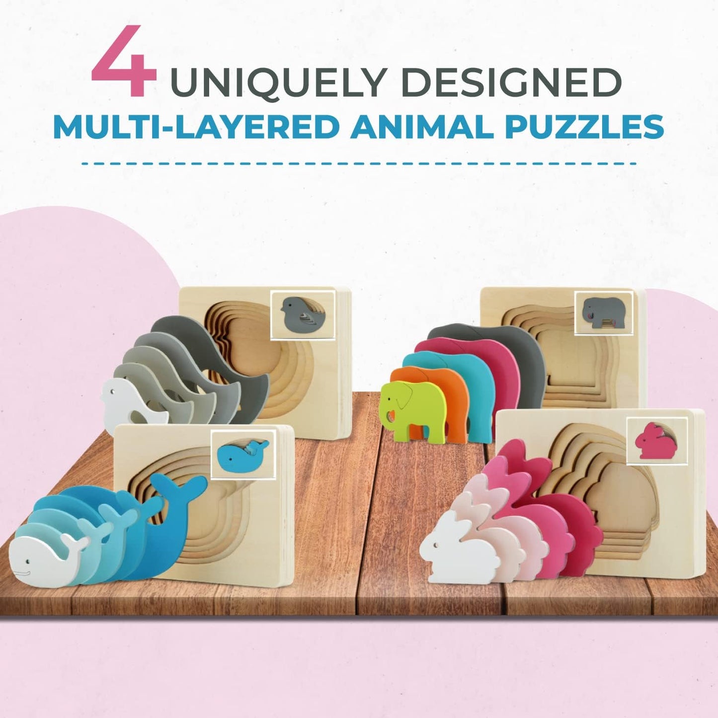 Multilayered Wooden Animal Puzzles