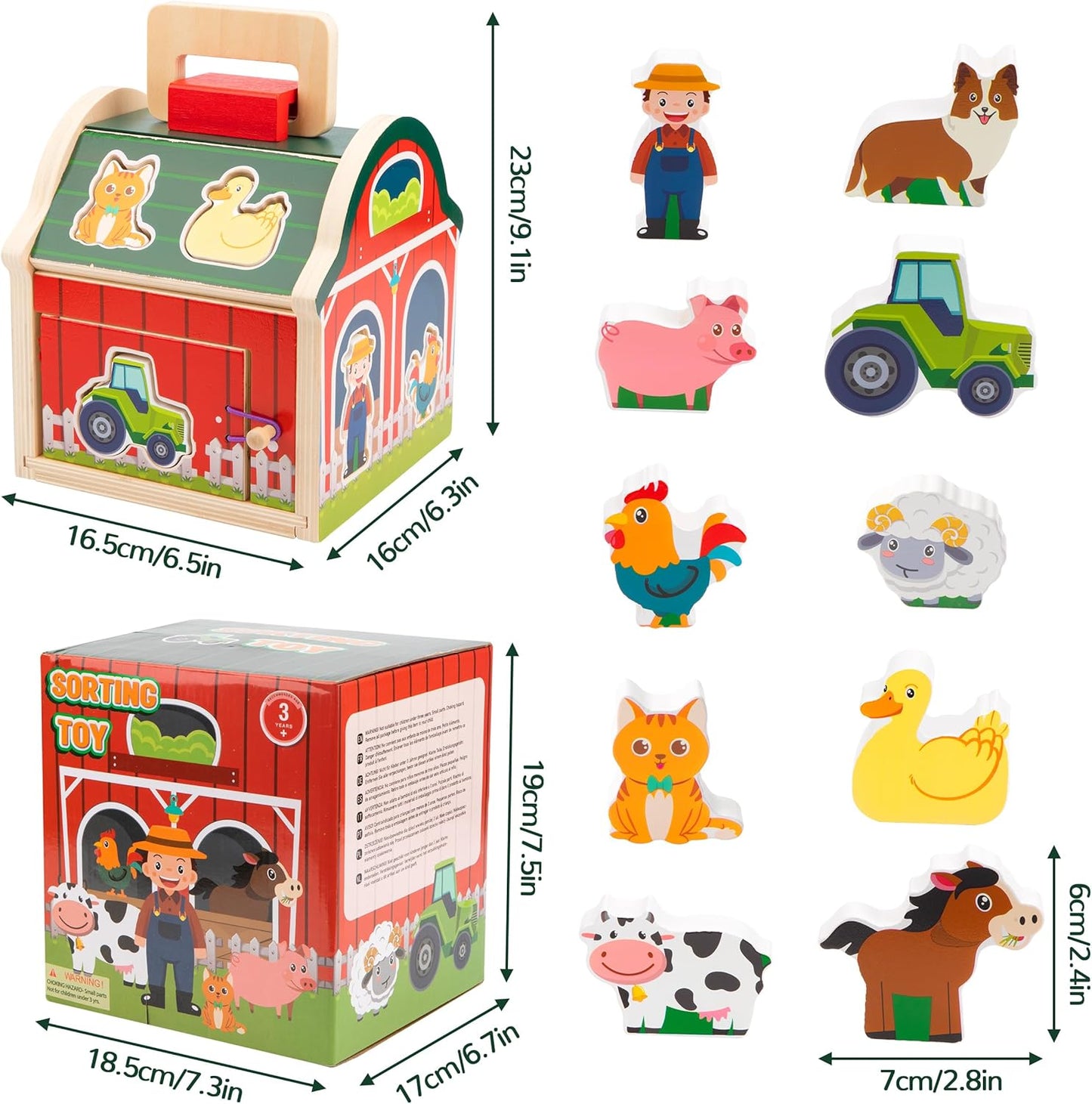 Wood Sorting Barn Set