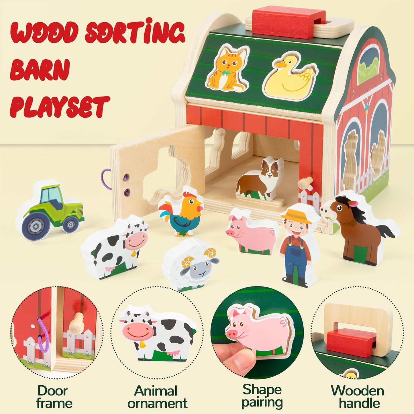 Wood Sorting Barn Set