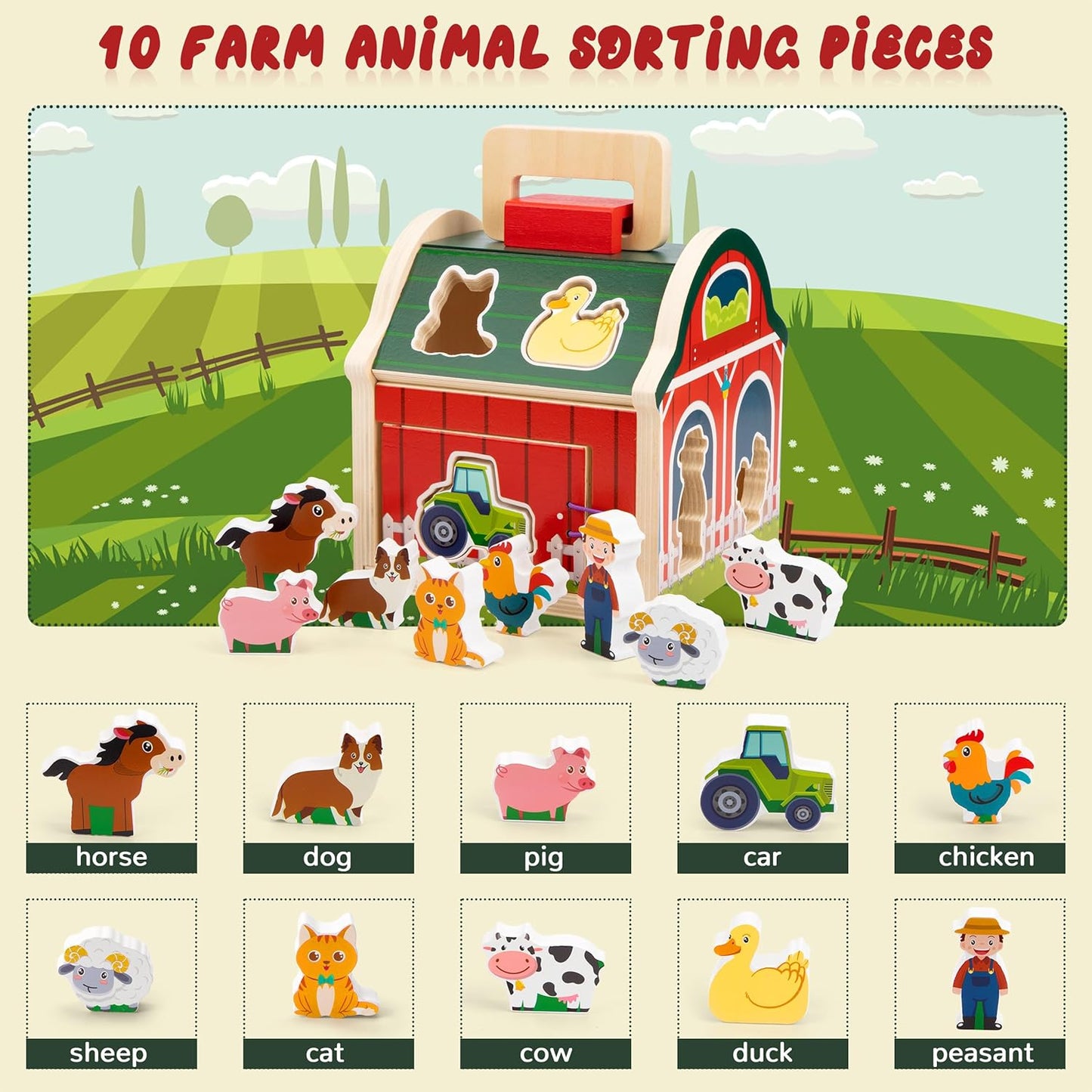 Wood Sorting Barn Set
