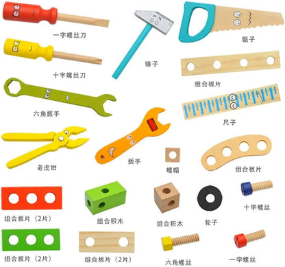 Wooden Realistic Play Set with Box Case and Tool Accessories