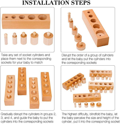 Montessori Knobbed Cylinder blocks