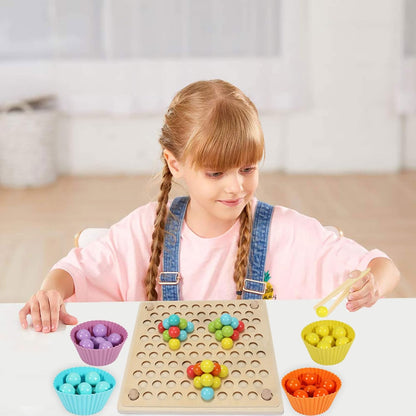 Wooden Clip Beads Game Puzzle Board