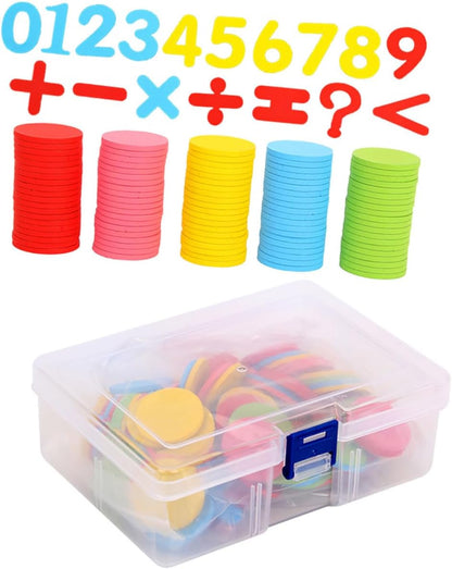 Cabilock math counting chips with numbers and symbols