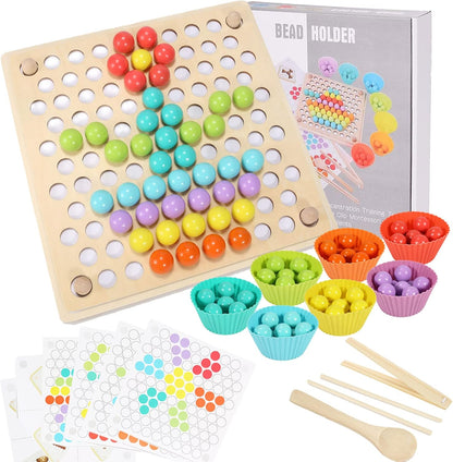 Wooden Clip Beads Game Puzzle Board