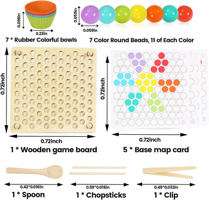 Wooden Clip Beads Game Puzzle Board