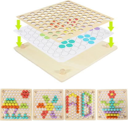 Wooden Clip Beads Game Puzzle Board