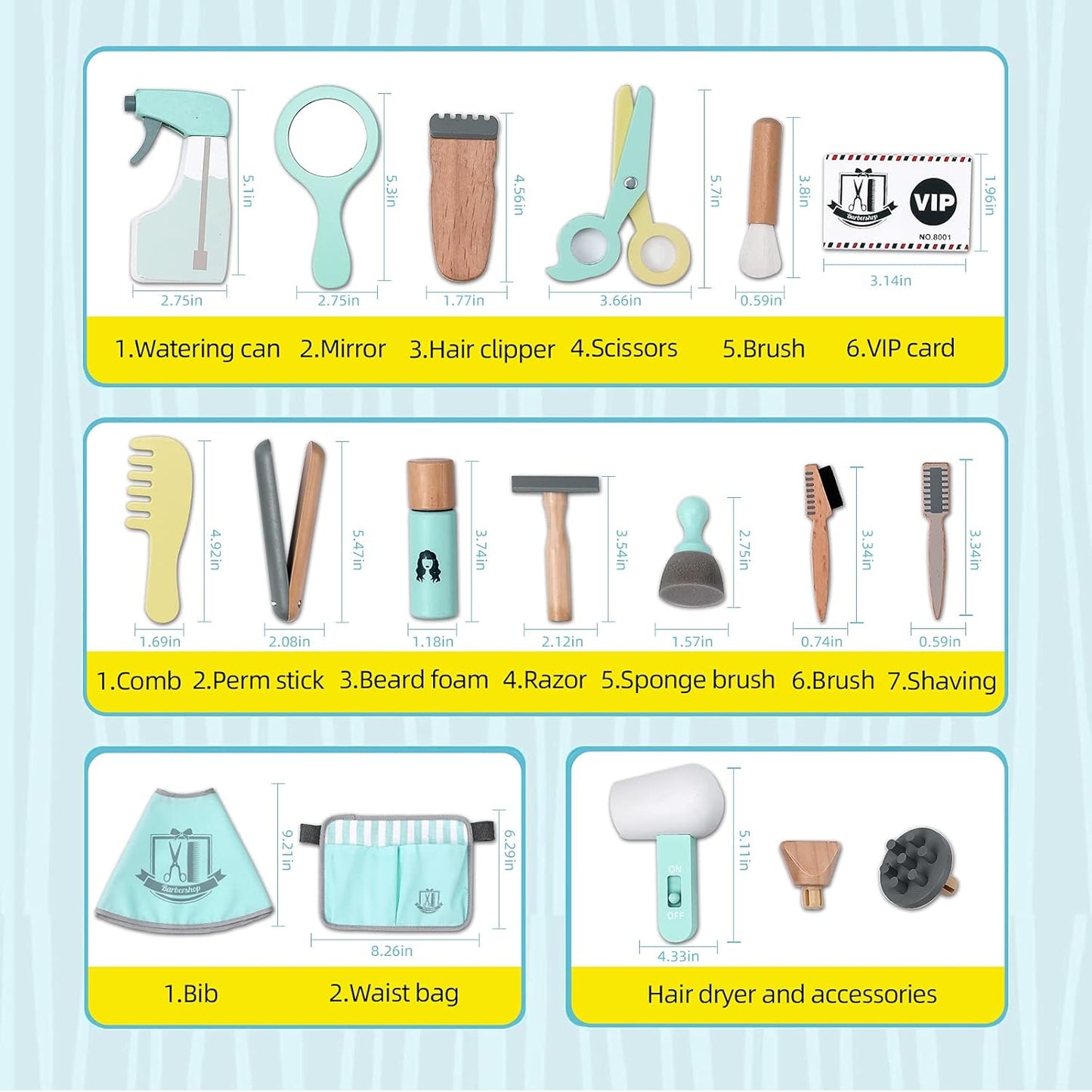 Wooden Hair Dresser Set