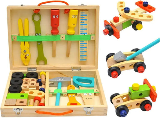 Wooden Realistic Play Set with Box Case and Tool Accessories